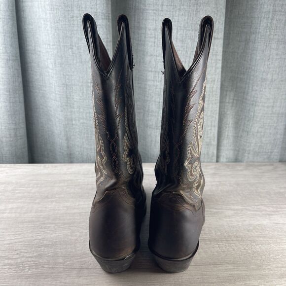 VTG Double H Boots Men\'s 7M Brown Patina Cowboy Western Oil Resistant DH1702 main image 6